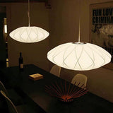 HHOZsafety Lampe Suspendue en Forme de Lanterne Blanche, Lampe de Plafond Moderne en Soie pour Salon, Chambre à Coucher, hôtel, Hall, café, décoration (Blanc B40cm)