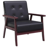 Keeushr Fauteuil rétro en cuir synthétique noir avec structure en bois robuste et rembourrage doux pour salon ou salle à manger, siège très stable