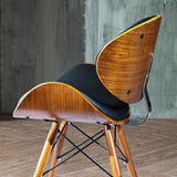 folkbury Chaise de Bureau Style Retro en Similicuir avec Pieds en Bois Finition Noyer (Noir)