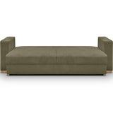 HOMIFAB Canapé Convertible 3 Places en Velours côtelé Vert Kaki avec Coffre de Rangement - Robin 219x104x78cm