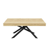 EURHCIO Table à Manger Extensible 140-180x80x76cm,Table Salle à Manger Rectangulaire pour 6 à 8 Personnes,Pieds en Métal,pour Cuisine Salon (Brun)