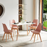 EGGREE Lot de 4 Chaise Salle à Manger Scandinaves SGS Tested Chaise Rembourrée de Cuisine Rétro Chaise de Bureau avec Pieds en Bois de Hêtre Massif, Rose Fumé