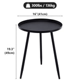 YOUDENOVA Table d'appoint, ronde, en métal, petite, basse, décorative, moderne, trépied en acier tubulaire, diamètre : 40,5 x 50 cm, pour salon, noire