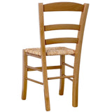 OKAFFAREFATTO MADDALONI Chaise de salle à manger cuisine restaurant auberge maison en bois paysana noyer clair avec siège en paille de riz