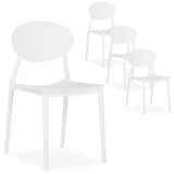 Homestyle4u Lot de 4 chaises de Jardin Blanches, chaises de Cuisine en Plastique, chaises empilables, Chaise de Balcon, Chaise d'extérieur