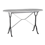 Lolahome Table de Salle à Manger Ovale en marbre et métal Vintage Noir/Blanc 120 x 60 x 71 cm