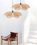 Pétales de fleurs Suspension Ferme Antique Rotin Tissé Lustre Rustique Rétro Plafond Lampe Suspendue Compatible avec Chambre Restaurant Salon Luminaire,match parfait
