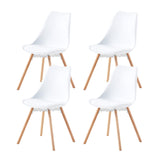 buybyroom Lot de 4 chaises de Salle à Manger rembourrées, Assise, Dossier, Salon, Salle à Manger, Salle de conférence, avec Bois Massif, Blanc