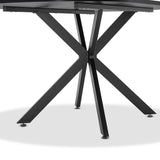 FRANKYSTAR Marui Big - Table à manger ovale en bois et métal avec pied central Kiso 180x100 cm - bois noir