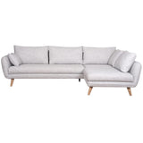 Miliboo Canapé d'angle Droit scandinave 5 Places en Tissu Gris Clair chiné et Bois Clair Creep