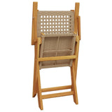 vidaXL Chaises de Jardin Lot de 2 Beige Bois Massif d'acacia et rotin, siège de Jardin, siège d'extérieur, Chaise Pliable, siège de Jardin