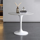 KUviez Table De Bistrot Table À Manger Ronde Table Tulipe du Milieu du Siècle Dessus De Table en Marbre Imprimé pour 4-6 Personnes Table D'appoint Pré-assemblée Table Basse De Loisirs(Size:100CM,Co