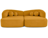 Lisa Design - Charles - canapé Droit 4 Places avec Double méridienne - Assise Profonde - en Velours texturé, Jaune