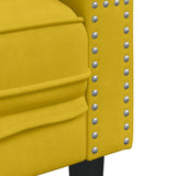 Ordellia Canapé Chesterfield 3 Places Jaune en Velours, canapé Divan Sofa Banquette, traversins Inclus, accoudoir et Dossier capitonnés, Salon séjour Maison, Structure Bois Massif