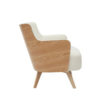 Miliboo Fauteuil scandinave en Tissu Effet Laine bouclée Blanc cassé et Bois Clair VALMY