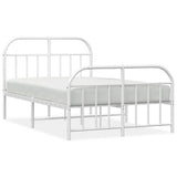 Capwee Lit 120x190 cm Cadre de lit en métal Lit Double en Métal pour Adultes-Blanc-120 x 190 cm-avec tête de lit et Pied de lit