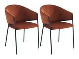 Vente-unique - Lot de 2 chaises avec accoudoirs en Velours et métal Noir - Terracotta - ORDIDA - Salle à Manger