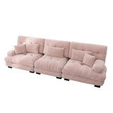 EURHCIO Canapé 3 Places en Chenille,Canapé Modulable avec Coussin et Accoudoirs Rembourrés Circulaires,pour Salon,Bureau et Home Cinéma (Rose)