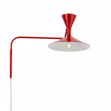 BARCELONA LED Applique Murale Industrielle Grand Modèle 40 cm, Lampe Murale à Bras Articulé, Style Vintage, Abat-jour Métal Rouge Intérieur Blanc, Idéal Restaurant, Escalier et Chambre