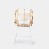 KLAST Lot de 2 Chaises de Salle à Manger en Rotin Naturel avec Pieds Blancs, Design Artisanal, Résistant et Durable, avec des Variations Uniques de Couleur