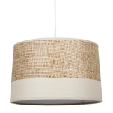 Suspension bi-matière tissu beige et rotin - Beige
