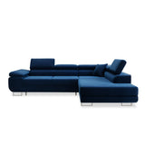 INTENSE DECO Canapé d'angle Droit Convertible Marius Velours Bleu