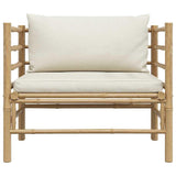 vidaXL Canapé de Jardin avec Coussins Fauteuil d'Extérieur Canapé de Patio Meuble de Terrasse Fauteuil de Jardin Blanc Crème Bambou
