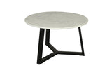 byLIVING Table Basse Cross/Plateau de Table en marbre Blanc/Structure en métal Noir/Table Basse/Table de Salon/Table Ronde/diamètre 75 x Hauteur 46 cm