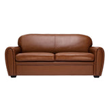 Miliboo Canapé Vintage 3 Places Cuir Marron et Bois Noir Club