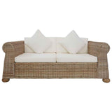 vidaXL Canapé à 2 Places avec Coussins Sofa de Salle de Séjour Meuble de Salon Maison Intérieur Canapé de Bureau Chambre Rotin Naturel