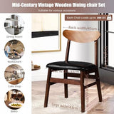 Lot de 2 chaises de salle à manger en bois massif avec assise rembourrée sans accoudoirs, idéales pour salle à manger, salon, chambre à coucher, noir