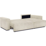 HOMIFAB Canapé d'angle Convertible réversible 4 Places avec Coffre de Rangement en Velours côtelé Beige - Livia