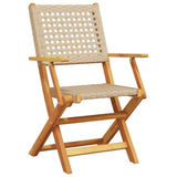 vidaXL Chaises de Jardin Lot de 2 Beige Bois Massif d'acacia et rotin, siège de Jardin, siège d'extérieur, Chaise Pliable, siège de Jardin