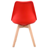 Happy Garden Lot de 4 chaises de Salle à Manger Style scandinaves Nora Rouges avec Coussin, chaises de Cuisine, chaises rembourrées, Pieds en Bois de hêtre Massif
