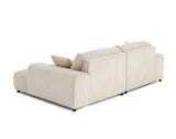 Lisa Design - Canapé Double Méridienne Garance en Velours Côtelé - Sofa Beige 3 Places - Salon