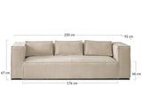 Lisa Design - Canapé Stella en Velours Côtelé - Sofa Gris Clair 3 Places - Salon