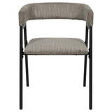 AltoBuy Lot de 2 fauteuils de Table Design en métal et Velours côtelé Coloris Taupe - Amory