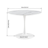 buybyroom Table de Salle à Manger, Ronde, Moderne, Table de Bar, Bureau, Convient pour la Cuisine, la Salle à Manger, Le Salon et Le Bureau, pour 2 à 4 Personnes, diamètre 100 cm, Couleur marbre