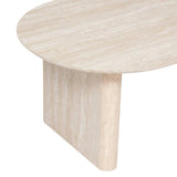 Atmosphera - Table Basse Ovale Anaya Effet Travertin - Beige - 120 x 60 x 40 cm - pour Salon, Séjour Contemporain