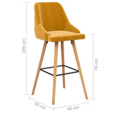 vidaXL Tabourets de Bar Lot de 2 Jaune Velours