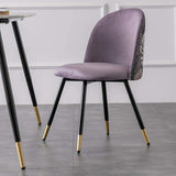 KLZUOPT Chaises de Cuisine et de Salle à Manger exquises, Chaise de Bureau brodée en Flanelle avec Pieds en métal, siège et Dossier en Velours, Chaise de Salon (Couleur : Violet)