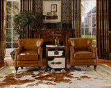 JVmoebel Chesterfield Fauteuil à oreilles en cuir Marron
