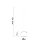 L+ Lampe à suspension Boule moderne fabriquée à la main, abat-jour, en métal, E27, pour cuisine, salon, chambre, design moderne (noir, Ø 25 cm)