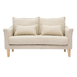 Miliboo Canapé scandinave 2 Places en Tissu Beige et Bois Clair Kate