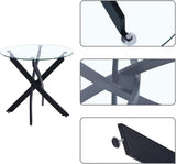 GOLDFAN Table à Manger en Verre Table Ronde Salle à Manger avec Pieds en Métal de Cuisine 80 cm, Noir