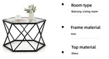 LIFEZEAL Table Basse en Verre Trempé, Table de Salon Hexagonal 65 x 56,5 x 40,5 cm, Table d'Appoint avec Cadre en Fer, Noir