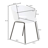 IDIMEX Lot de 4 chaises de Jardin NIVEL Fauteuil d'extérieur en Plastique Blanc résistant aux UV et Pieds en métal Noir