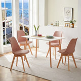 EGGREE Lot de 4 Chaise Salle à Manger Scandinaves SGS Tested Chaise Rembourrée de Cuisine Rétro Chaise de Bureau avec Pieds en Bois de Hêtre Massif, Rose Fumé