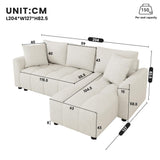 Sapgaks Canapé d'angle,Canapé 3 Places,anapé d'angle Convertible en L, Tissu Chenille,avec 2 Coussins décoratifs,adapté au Salon et à l'appartement (Beige)