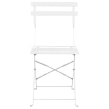 Salon de Jardin Bistrot Table et 2 Chaises en Acier Blanc Pliable avec Patins Fiori